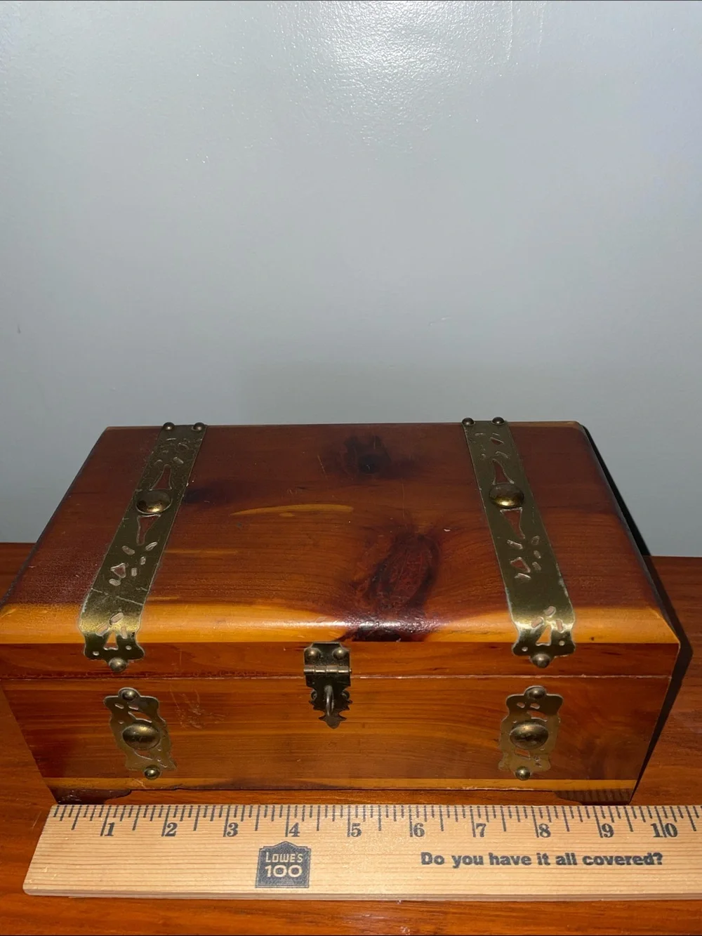 Antique Peterson Brothers Chicago Cedar Keepsake Jewelry Box Brass Hardware